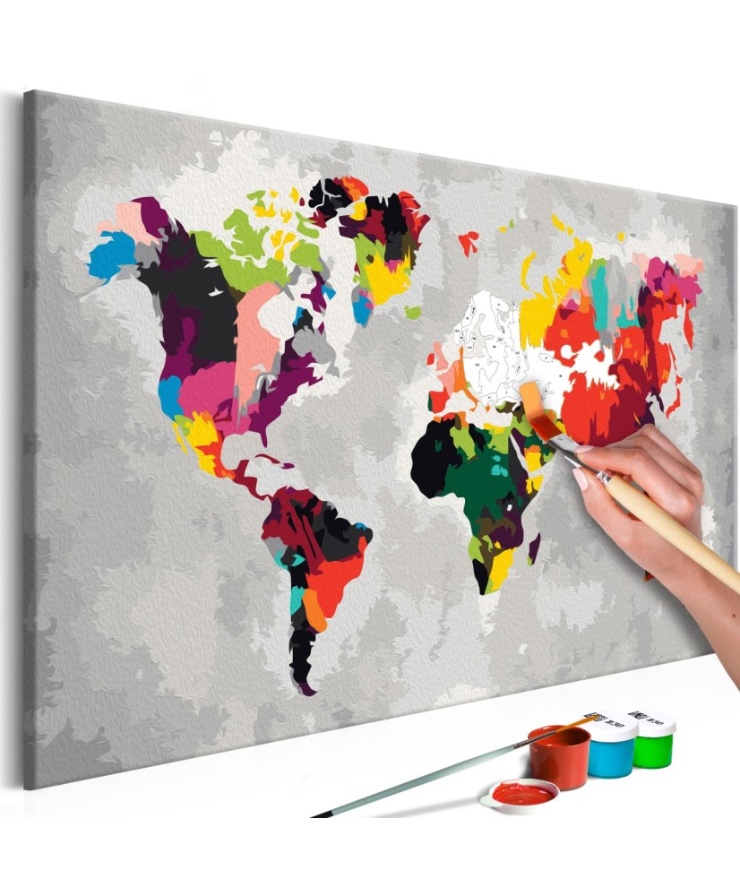 Pasidaryk pats  paveikslas ant drobės  World Map (Bright Colours)