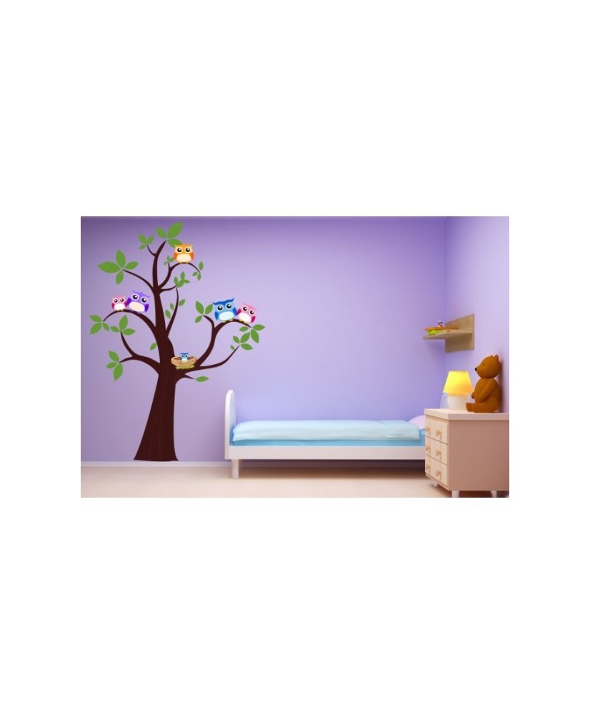 Lipdukas vaiko kambariui "Pelėdžiukai ant medžio"