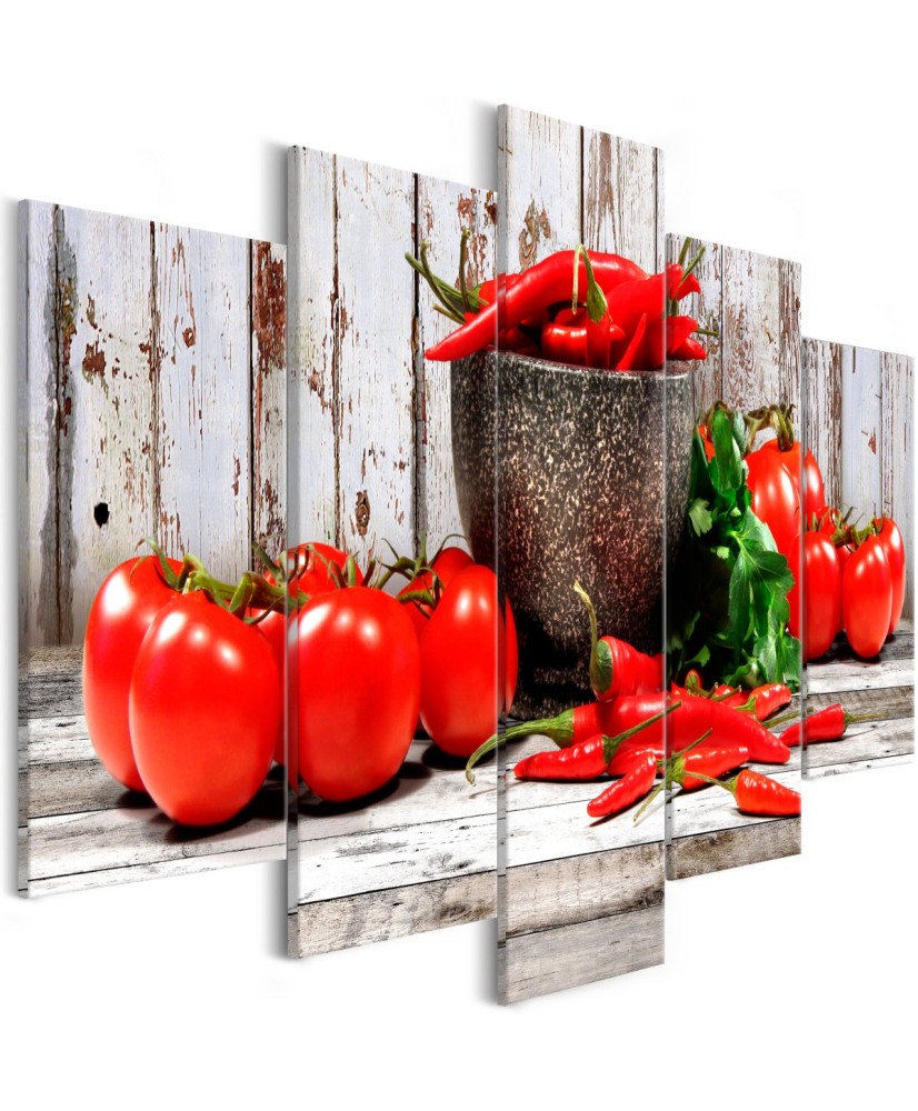 Paveikslas  Red Vegetables (5 Parts) Wood Wide