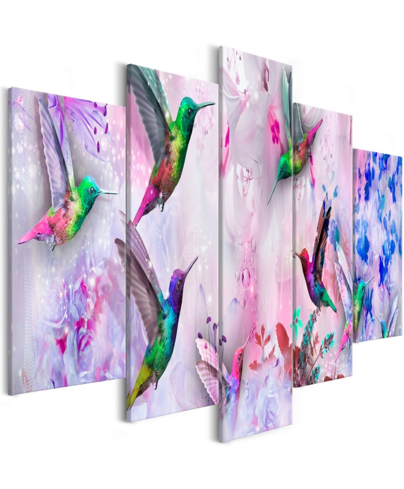 Paveikslas  Colourful Hummingbirds (5 Parts) Wide Violet