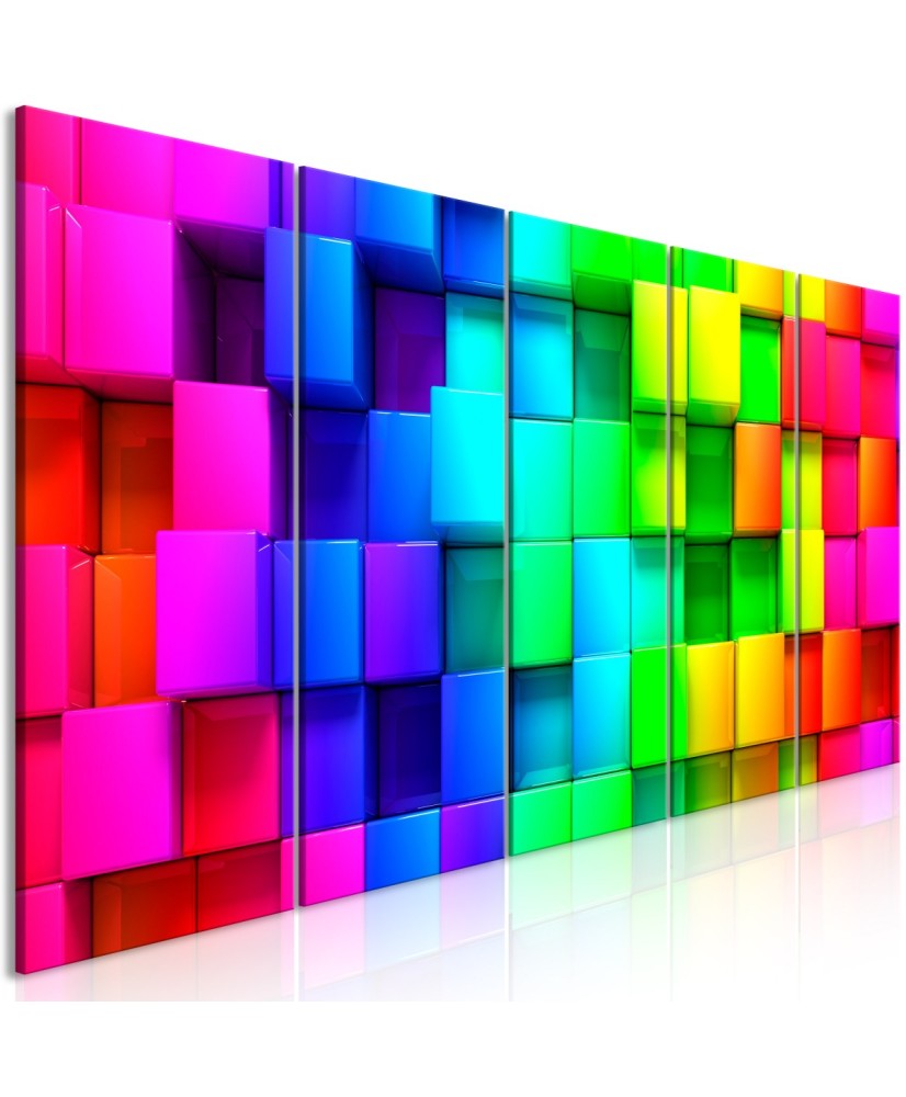 Paveikslas  Colourful Cubes (5 Parts) Narrow