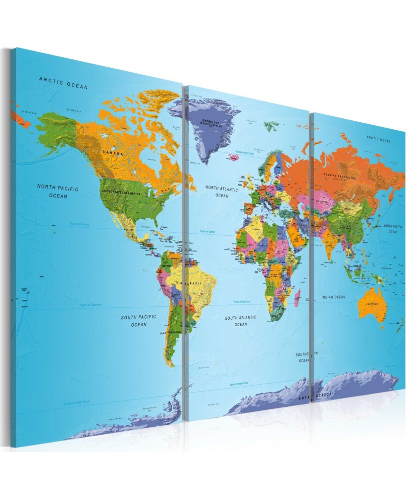 Paveikslas  World Map Colourful Note