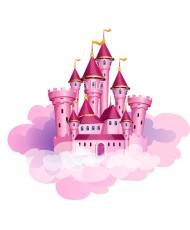 Interjero lipdukas vaikams Princesės pilis ant debesų 54x50cm.
