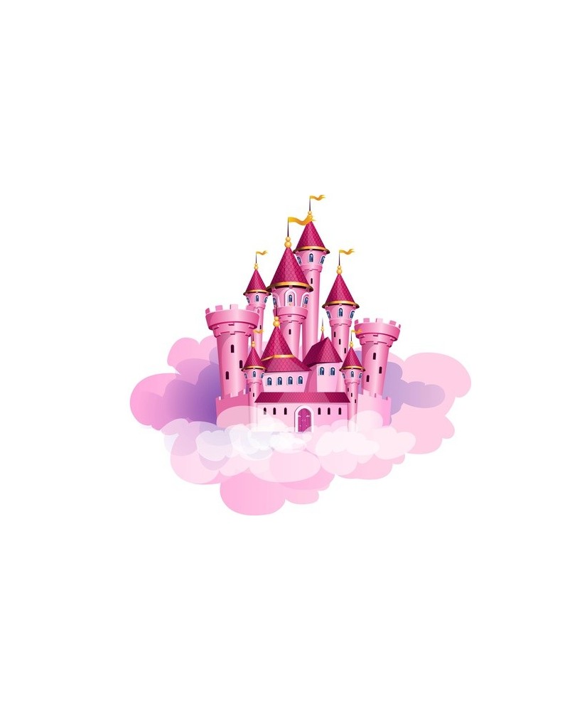 Interjero lipdukas vaikams Princesės pilis ant debesų 54x50cm.