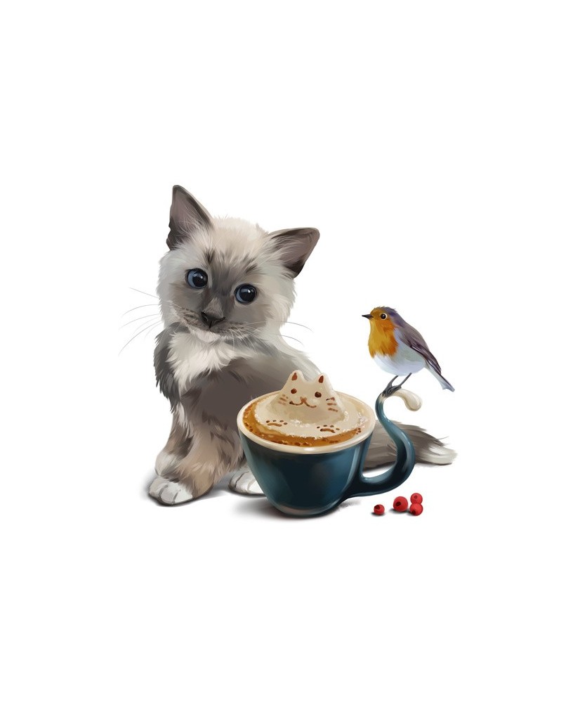 Interjero lipdukas Katė ir kavos puodelis 50x50cm
