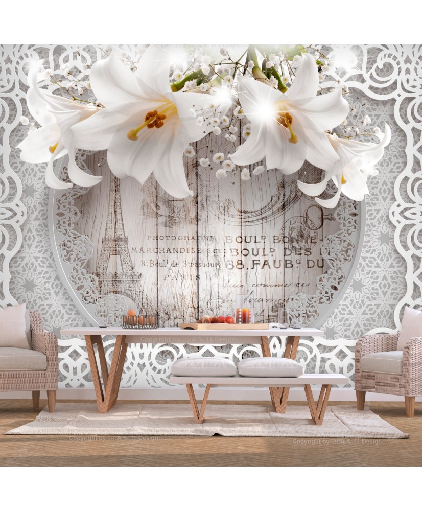 Fototapetas  Lilies and Wooden Background