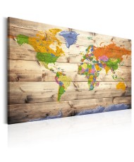 Paveikslas  Map on wood Colourful Travels