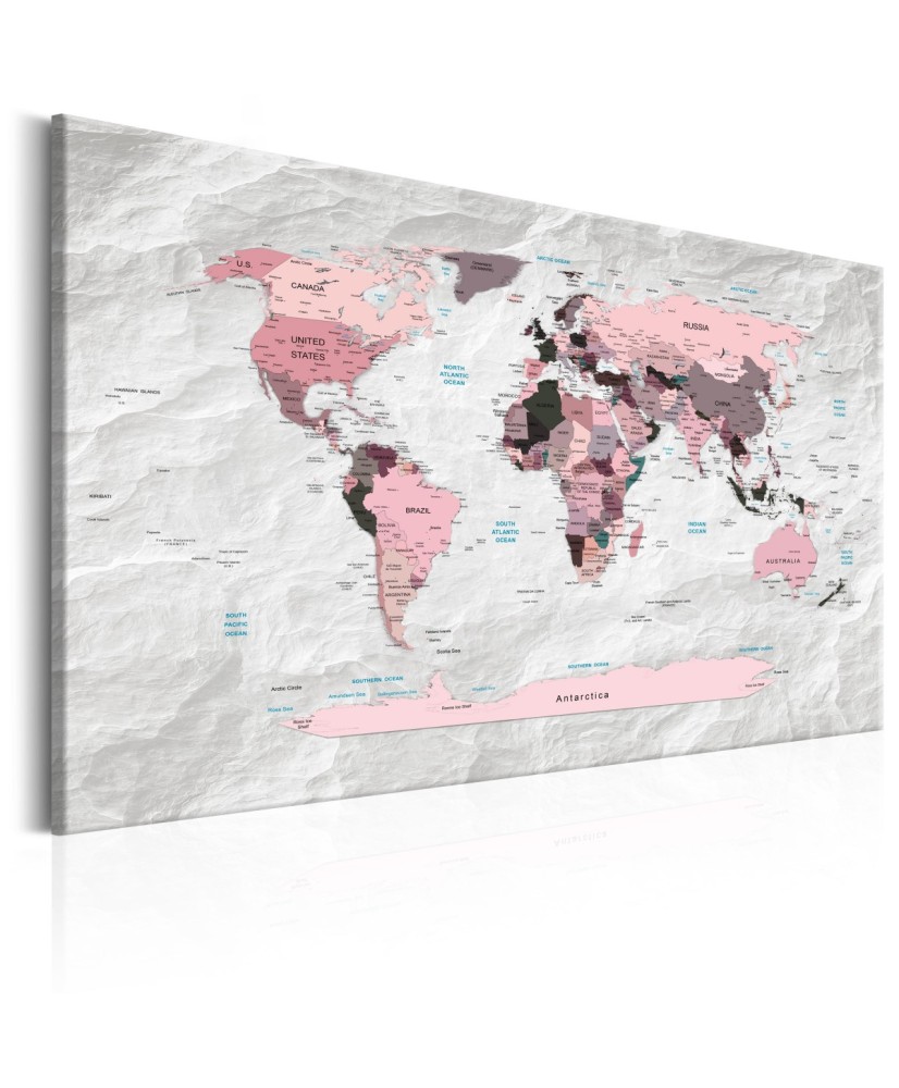 Paveikslas  World Map Pink Continents
