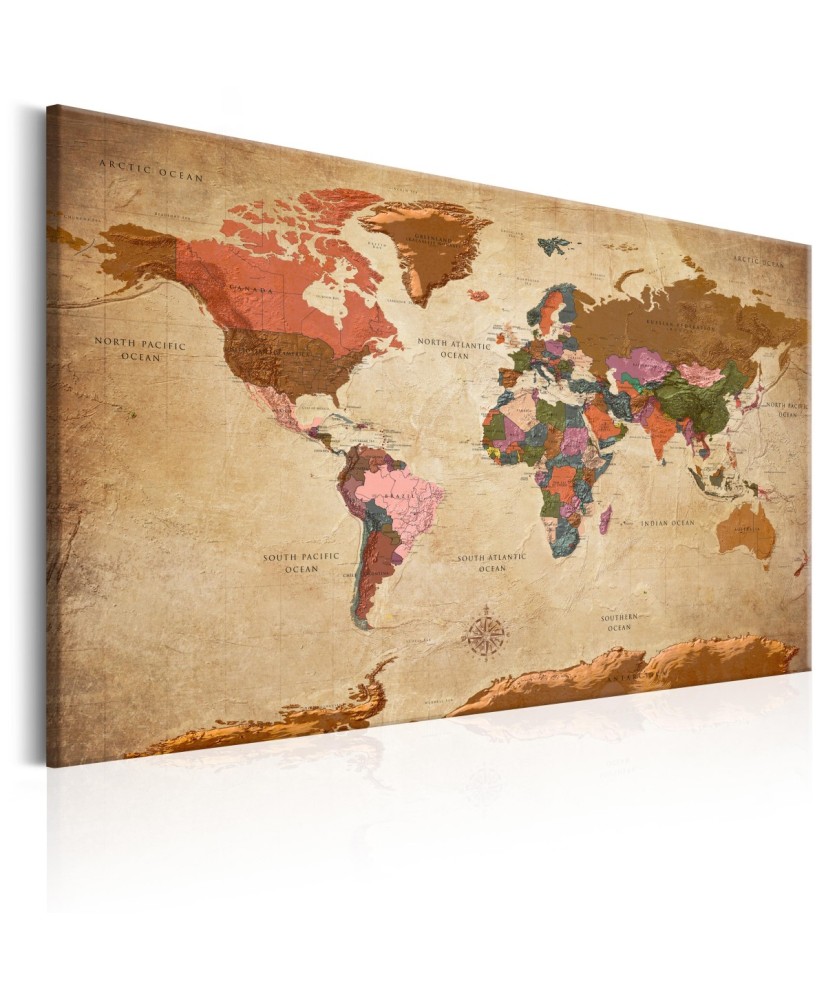 Paveikslas  World Map Brown Elegance