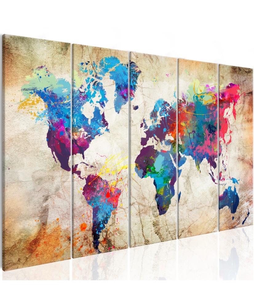 Paveikslas  World Map Colourful Ink Blots