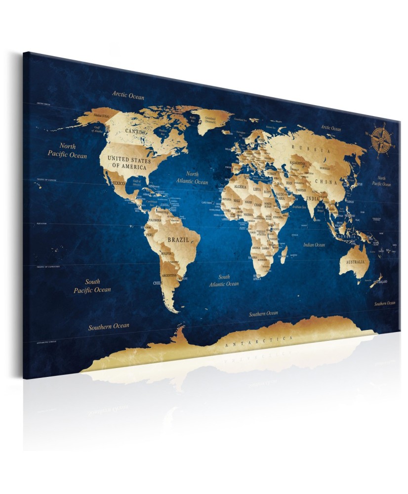 Paveikslas  World Map The Dark Blue Depths