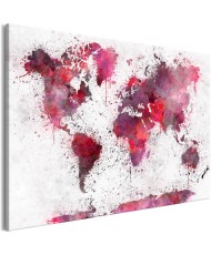 Paveikslas  World Map Red Watercolors (1 Part) Wide