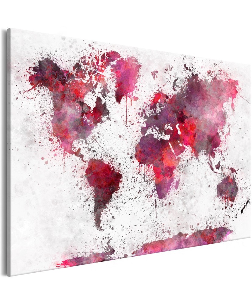 Paveikslas  World Map Red Watercolors (1 Part) Wide