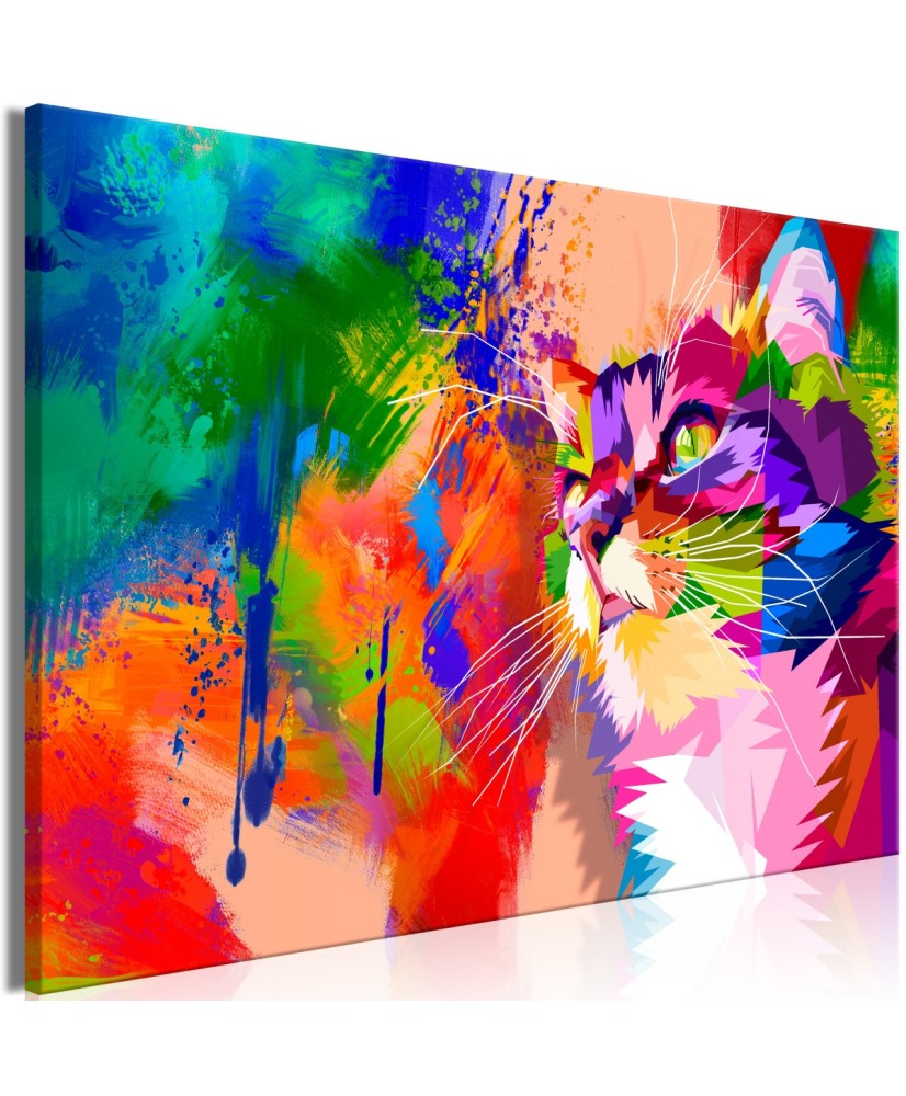 Paveikslas  Colourful Cat (1 Part) Wide