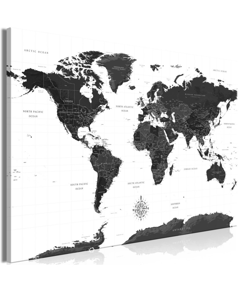 Paveikslas  Black and White Map (1 Part) Wide