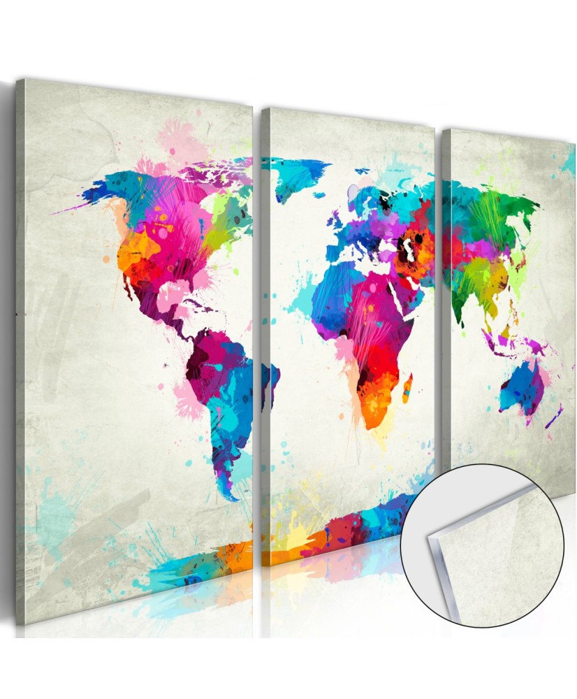 Akrilo stiklo paveikslas  World Map An Explosion of Colours [Glass]