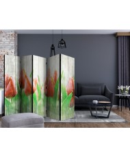 Pertvara  Red tulips on wood [Room Dividers]