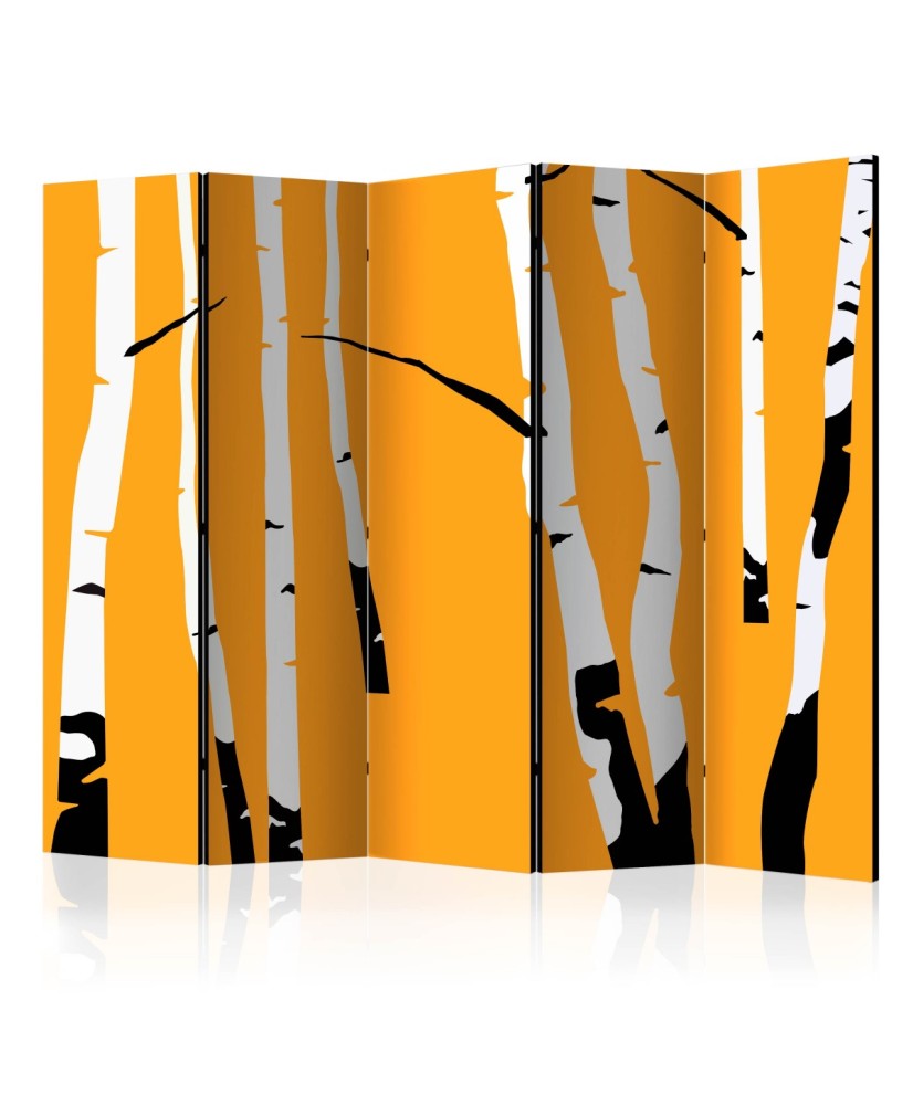Pertvara  Birches on the orange background [Room Dividers]