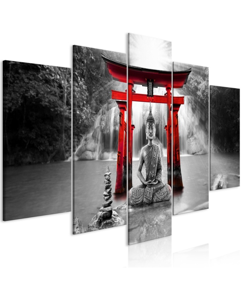 Paveikslas  Buddha Smile (5 Parts) Wide Red