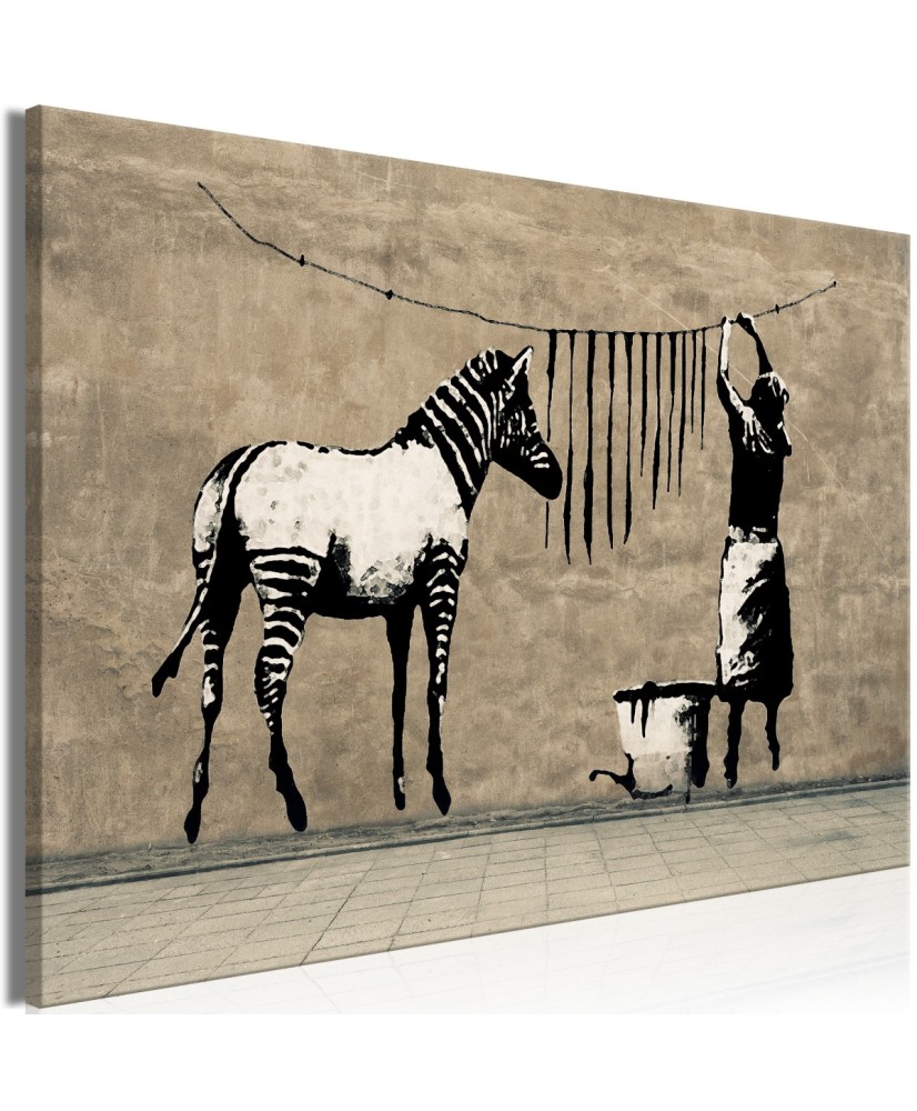 Paveikslas  Banksy Washing Zebra on Concrete (1 Part) Wide
