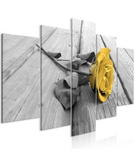 Paveikslas  Rose on Wood (5 Parts) Wide Yellow