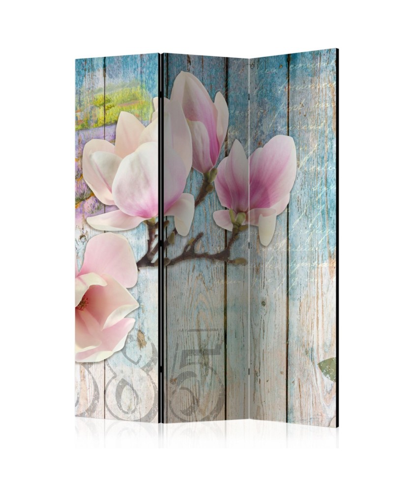 Pertvara  Pink Flowers on Wood [Room Dividers]