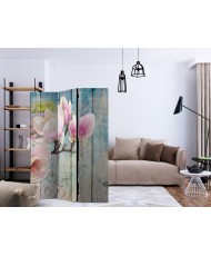 Pertvara  Pink Flowers on Wood [Room Dividers]