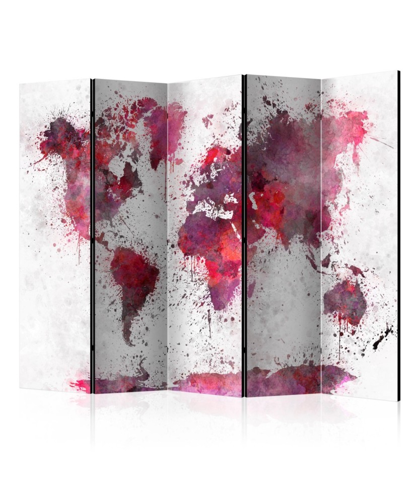 Pertvara  World Map Red Watercolors II [Room Dividers]