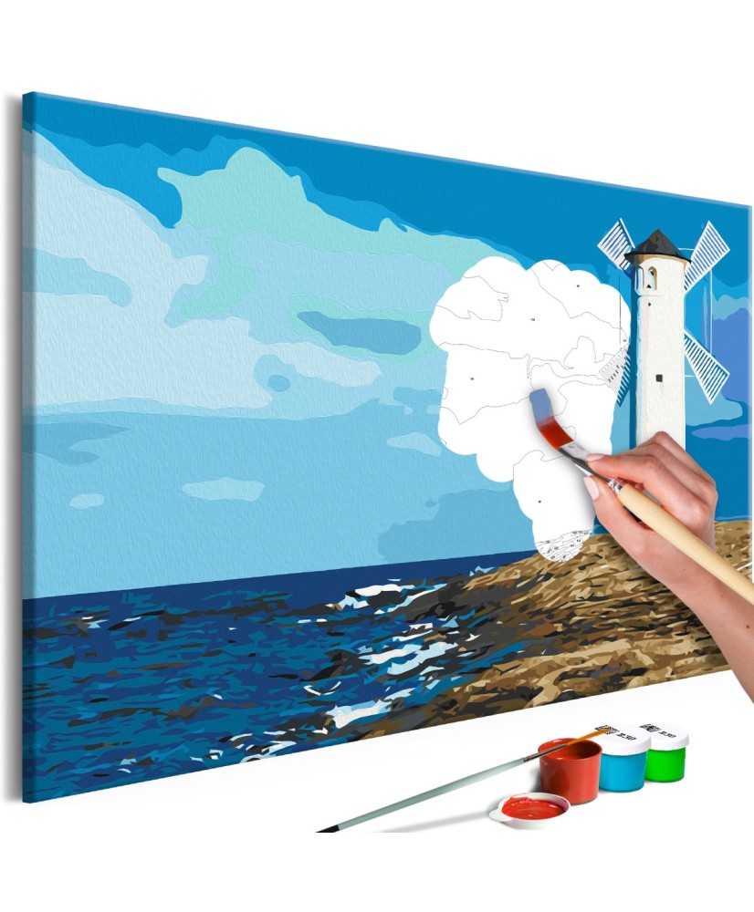 Pasidaryk pats  paveikslas ant drobės  Lighthouse with Windmill