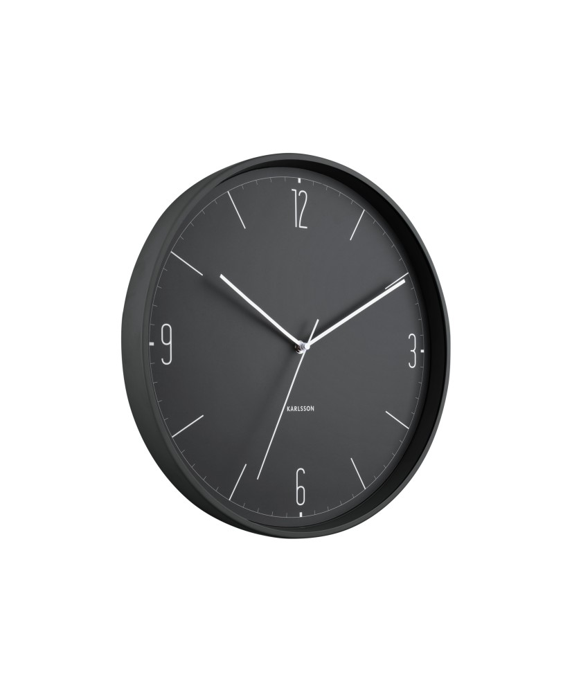 Sieninis laikrodis - Skaičiai ir linijos, matinis, juodas, 40 cm