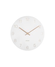 Sieninis laikrodis - Žavingi graviruoti skaičiai, balta sp., 30 cm