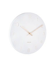 Sieninis laikrodis - Žavingi graviruoti skaičiai, balta sp., 30 cm