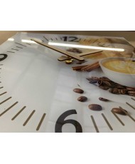 Sieninis laikrodis iš stiklo "Kava ir kruasanas"