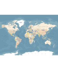 Fototapetai - Mėlynas pasaulio žemėlapis anglų kalba