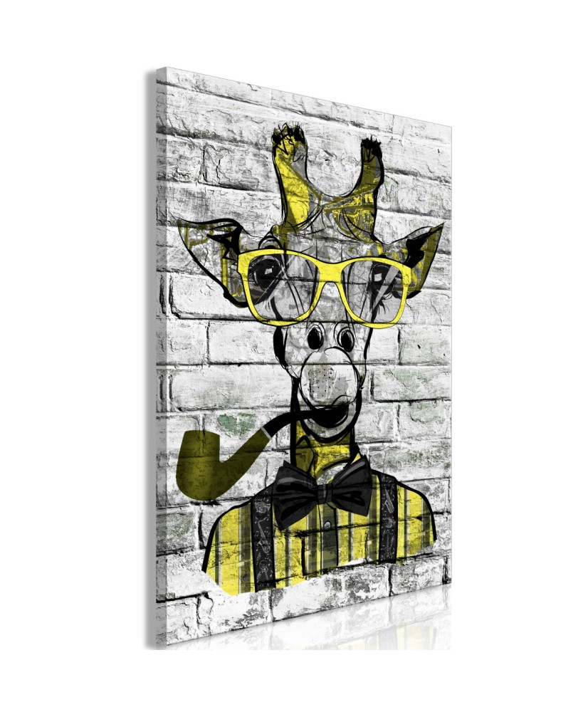 Paveikslas  Giraffe with Pipe (1 Part) Vertical Yellow