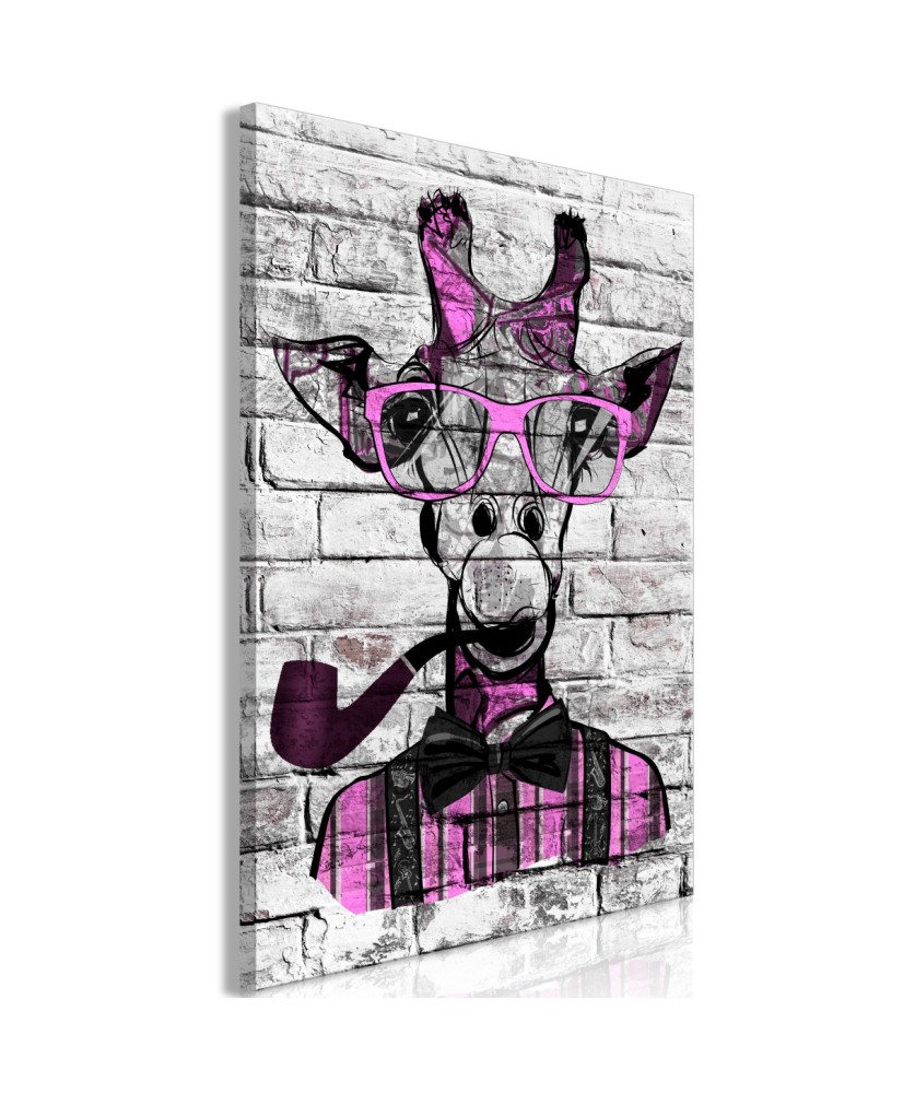 Paveikslas  Giraffe with Pipe (1 Part) Vertical Pink