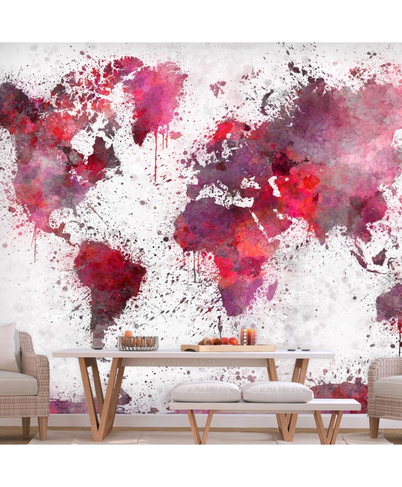 Lipnus fototapetas  World Map Red Watercolors