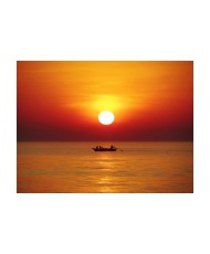 Fototapetas  Sunset with fishing boat
