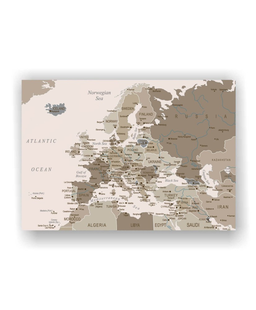 Kamštinis paveikslas - Europos žemėlapis. Rusvas [Kamštinis žemėlapis]