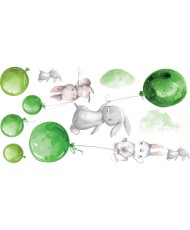 Interjero lipdukas - Kiškiai ir neoniniai žali balionai