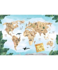 Fototapetai - Tropinis gyvūnėlių žemėlapis anglų kalba